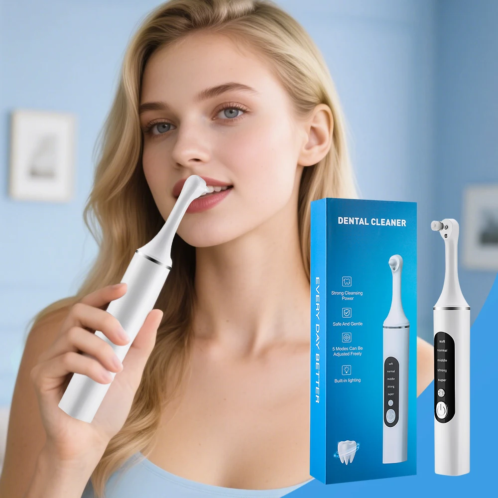 Teeth Whitening Or Tooth Whitening - 電動歯磨き器歯のホワイトニングクリーナー 6 ブラシヘッド LED ライト歯垢歯石除去剤歯垢歯のクリーニングセット