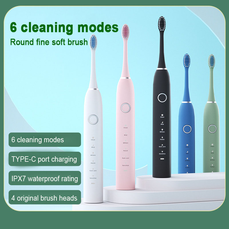 Teeth Whitening Or Tooth Whitening - スマート充電式超音波電動歯ブラシ 大人用 ホワイトニング歯磨き器 IPX7防水 ソフト毛歯ブラシ