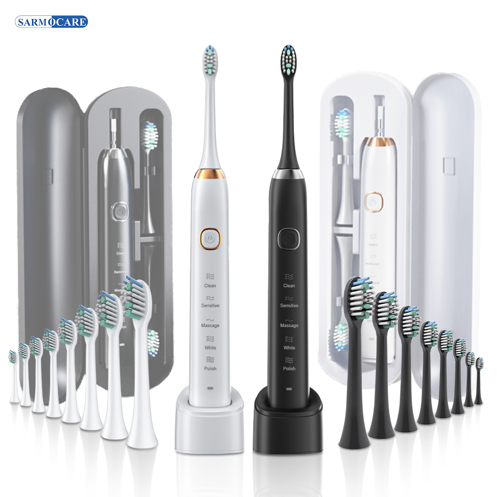 Teeth Whitening Or Tooth Whitening - 電動音波歯ブラシ 8 ブラシヘッドスマート超音波歯科歯ホワイトニング充電式大人の歯ブラシ Sarmocare S100