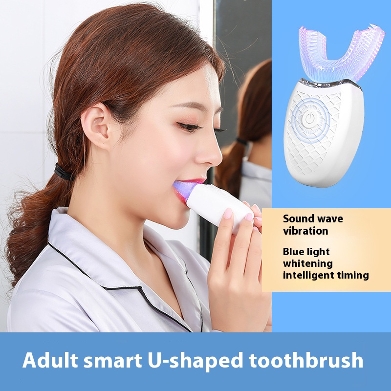 Teeth Whitening Gum - 大人用電動U字型歯ブラシ - 柔らかい毛の歯のホワイトニングキット、自動タイミングと360度のオーラルケア ° 歯肉の保護
