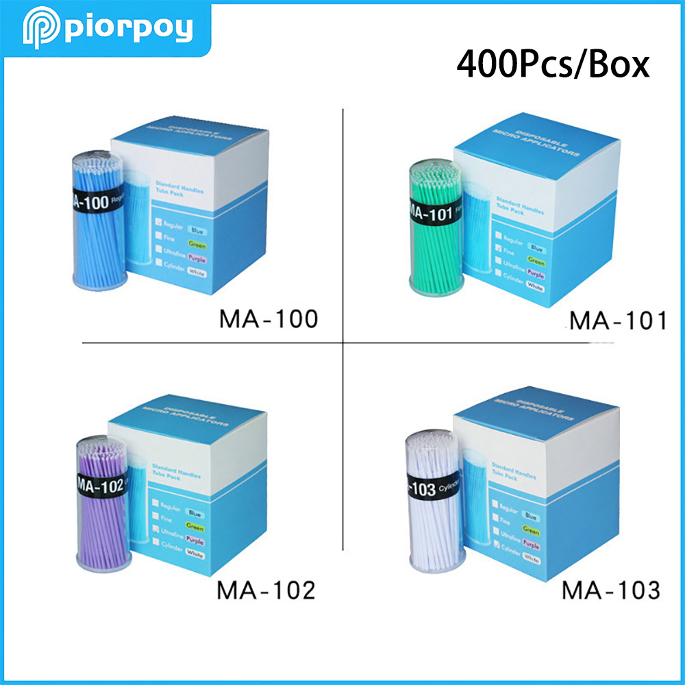 Teeth Whitening Professional - PIORPOY 400 ピース/箱歯科用マイクロブラシ歯科用使い捨てマイクロアプリケーター曲げ可能なロングシャンク口腔歯ホワイトニング延長ツール