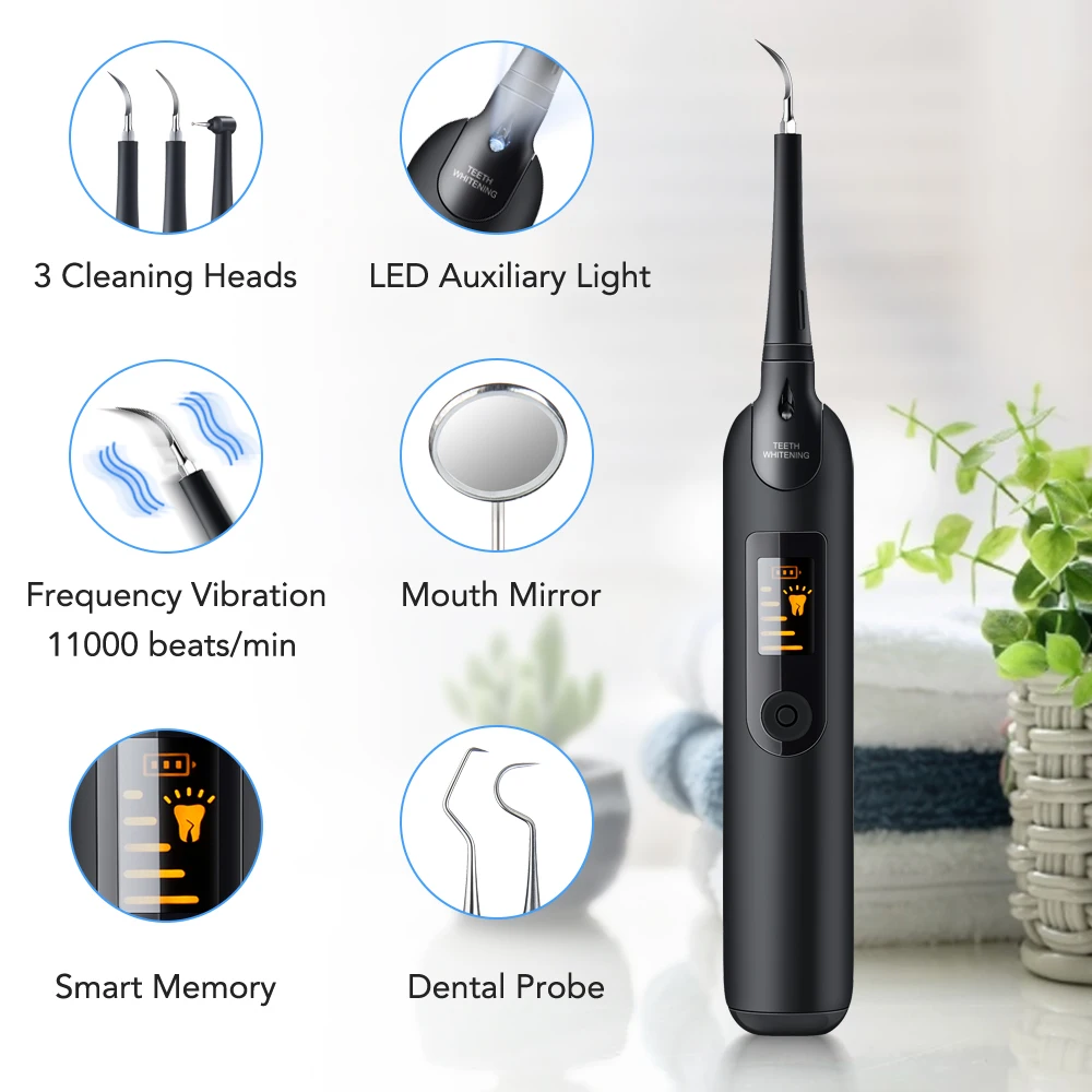 Teeth Whitening Or Tooth Whitening - 電動歯科スケーラー歯ブラシセット液晶画面 LED ライト歯科歯石除去歯クリーナー歯ホワイトニング口腔ケアツール