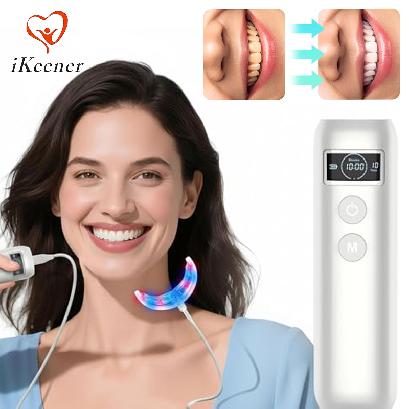 Teeth Whitening Gum - 歯のホワイトニング促進器 16 LED赤青光増強ライトトレイ タイマー付き 歯茎の健康修復 ホームケア用歯のケアキット