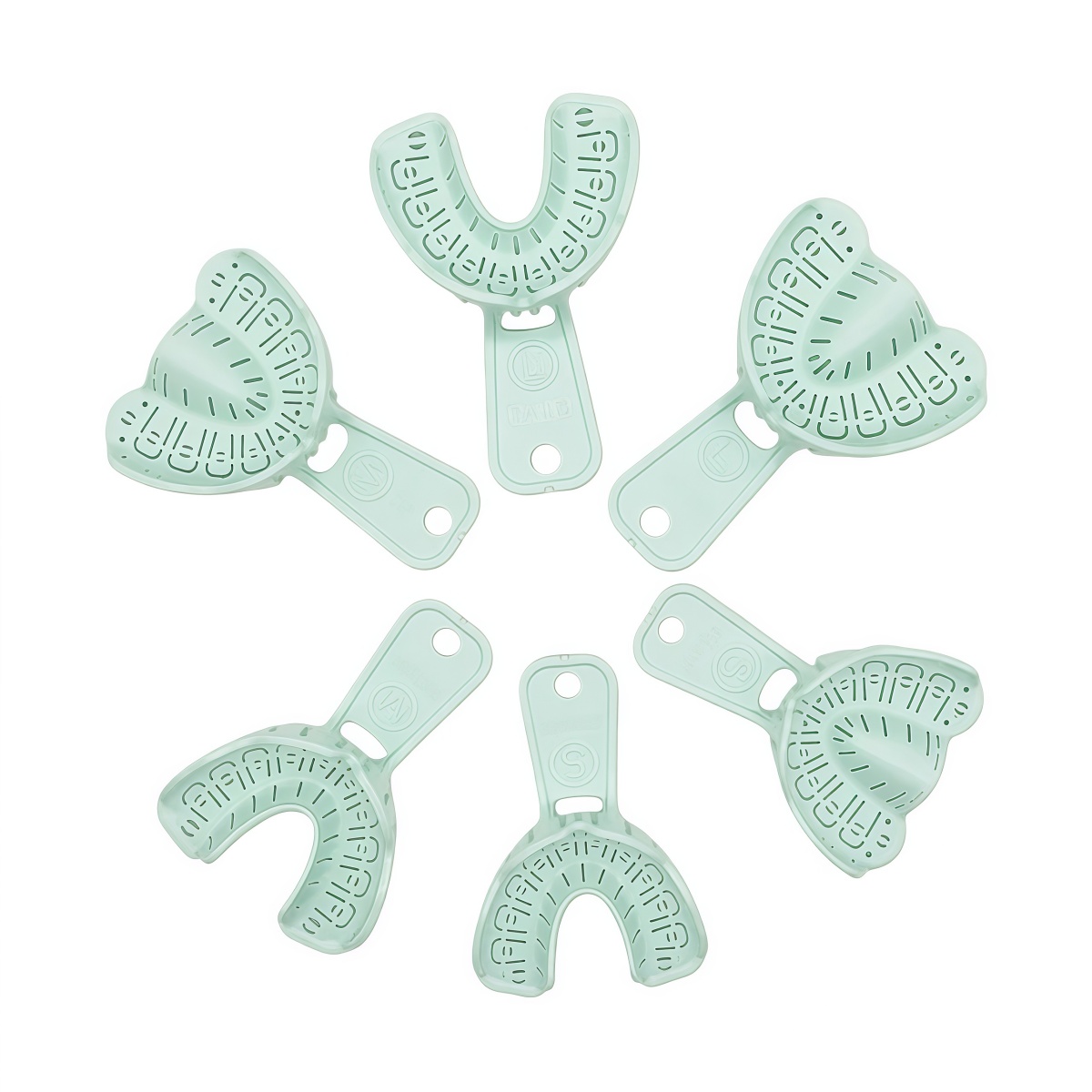 Teeth Whitening Tray - 6 個の歯科インプラントトレイグリーンフルマウスインプレッショントレイ取り外し可能な部分的な型取り大中小歯科ツール新しい