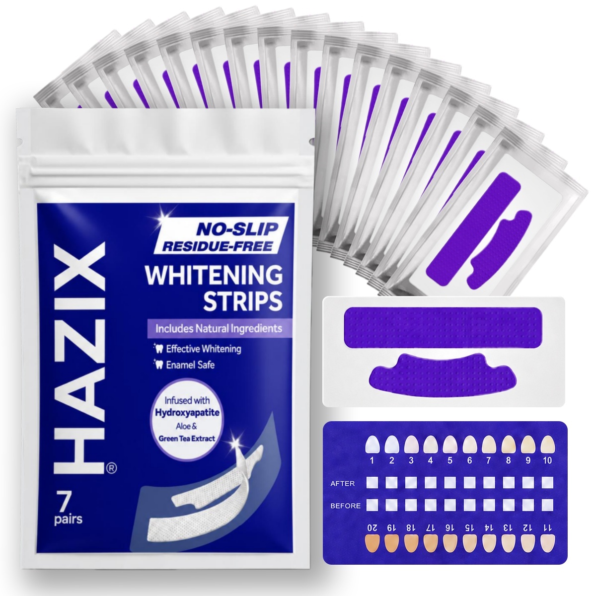 Teeth Whitening Oil Pulling - KHAZIX歯のホワイトニングストリップ7ペア、簡単装着スマイルケアストリップでより明るく見える笑顔、快適なフィット感のオーラルケアストリップ