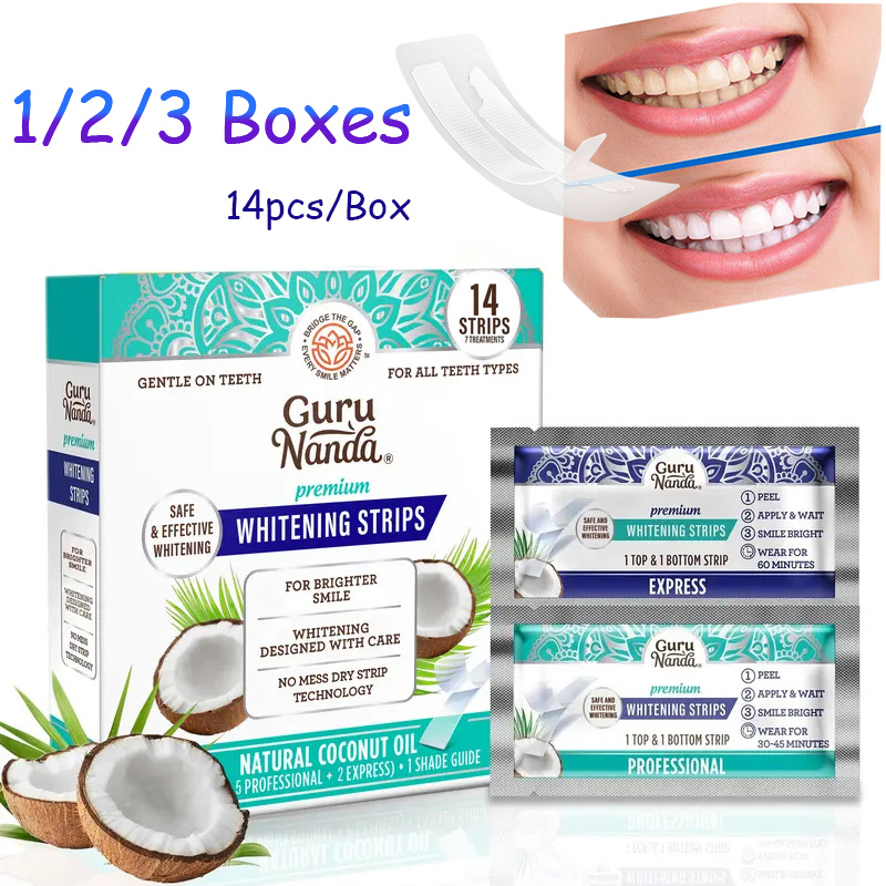 14 個/箱ココナッツオイル歯ホワイトストリップ、煙コーヒー - Teeth Whitening Oil Pulling のレビューと価格