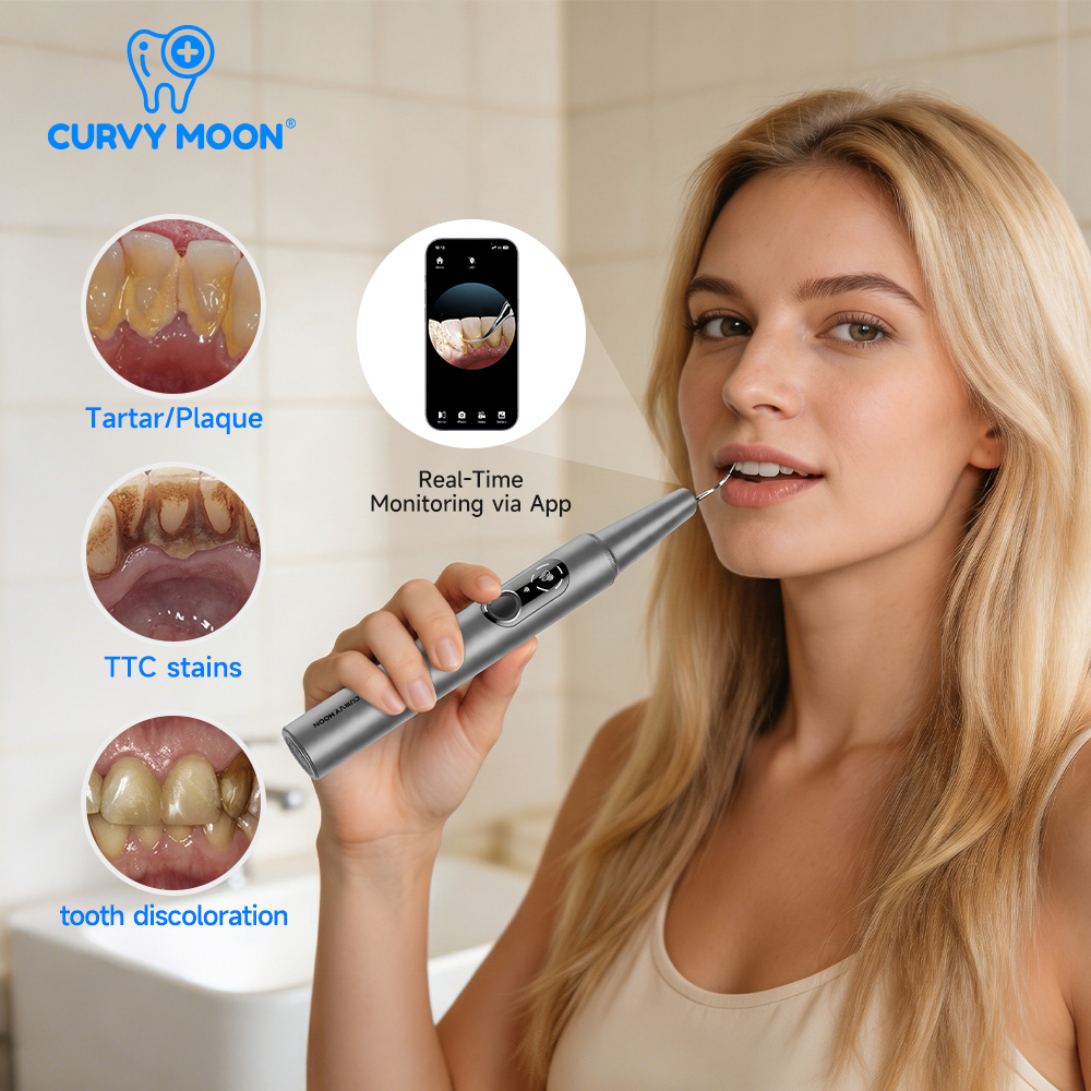 CURVY MOON 可視電気超音波歯クリーナー カメラ付き - Teeth Whitening Professional のレビューと価格