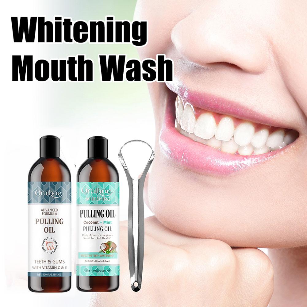 ココナッツミントプルオイルマウスウォッシュノンアルコール歯の - Teeth Whitening Oil Pulling のレビューと価格