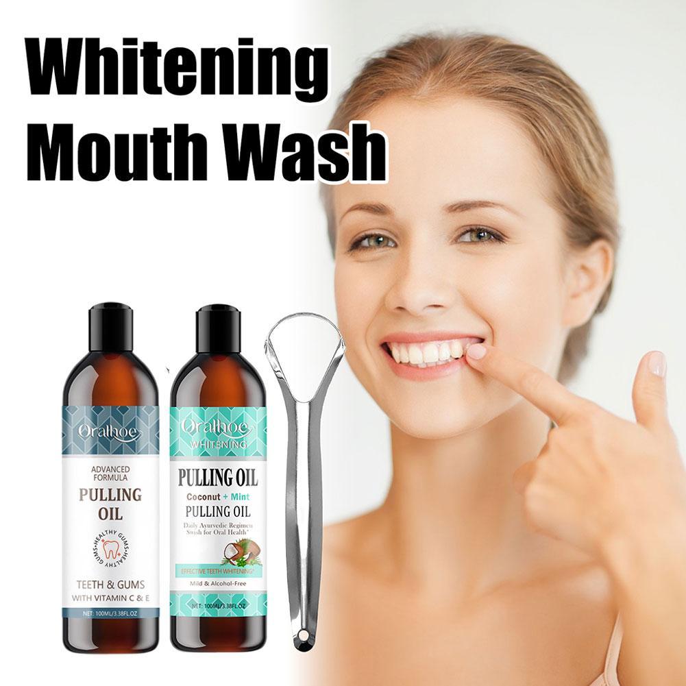 ココナッツミントプルオイルマウスウォッシュノンアルコール歯の - Teeth Whitening Oil Pulling のレビューと価格