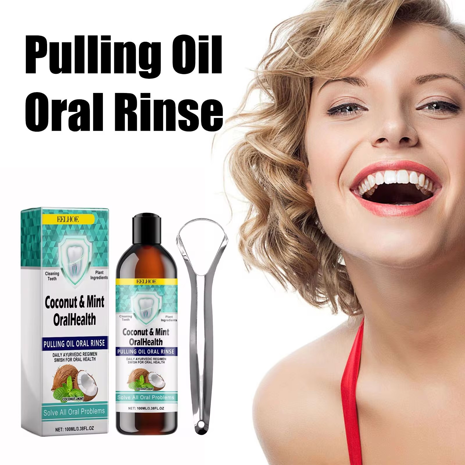 EELHOE ミントココナッツオイルプルうがい薬歯のクリーニ - Teeth Whitening Oil Pulling のレビューと価格