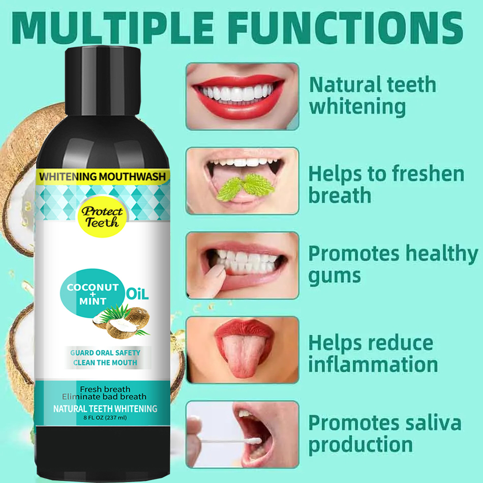 237 ミリリットルココナッツミントプルオイルマウスウォッシ - Teeth Whitening Oil Pulling のレビューと価格