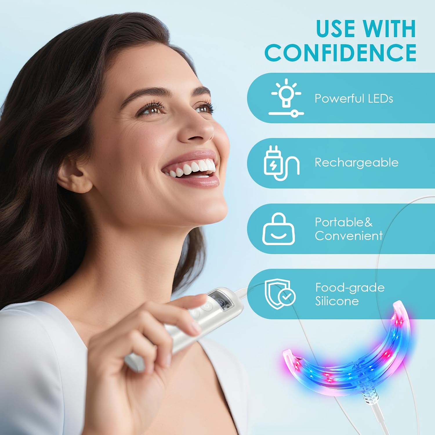 歯のホワイトニング促進器 16 LED赤青光増強ライトトレイ - Teeth Whitening Gum のレビューと価格